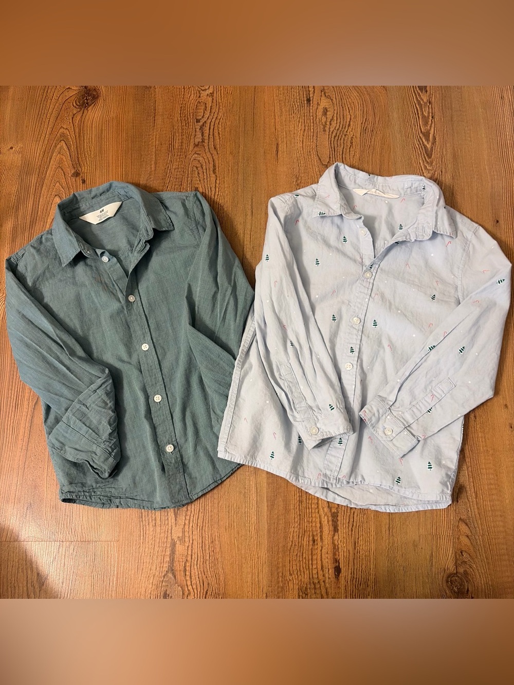 H&M toddler boy Button-Up Shirt bundle size 5-6 Christmas trees formal outings